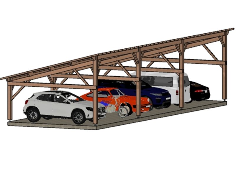 Abri voiture Le Mans. 1614*550cm